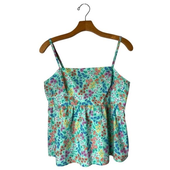J Crew Shirt‎ Women 6 Green Floral Tie Back Tank Top Cami NWT Boho Cottagecore - Picture 2 of 12